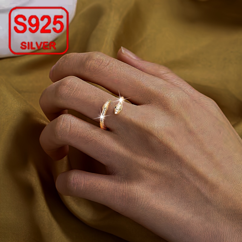 Snake Shape Index Ring Adjustable 925 Silver Low Allergy Ring